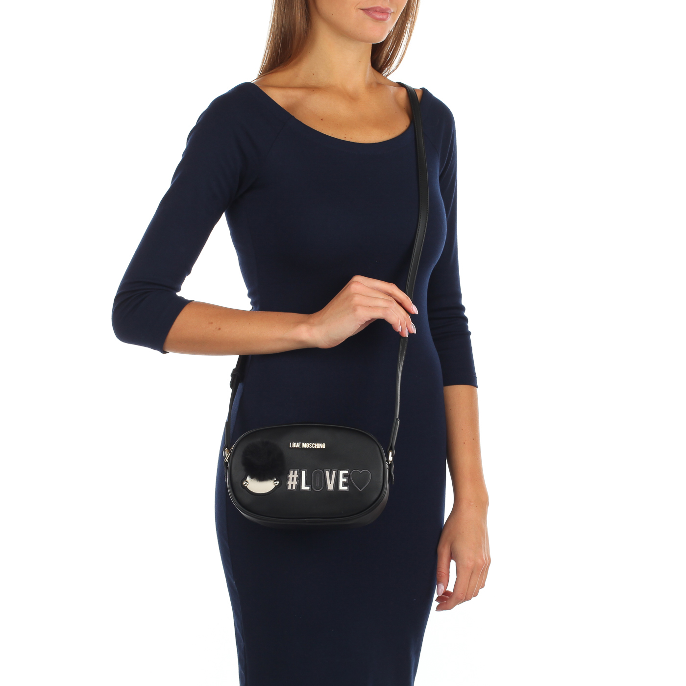 Сумочка через плечо на молнии Love Moschino Girly Pom Pom