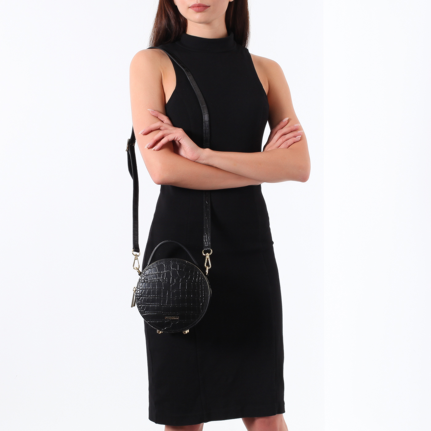 Кожаная сумочка с отделкой под крокодила Piumelli Dubai