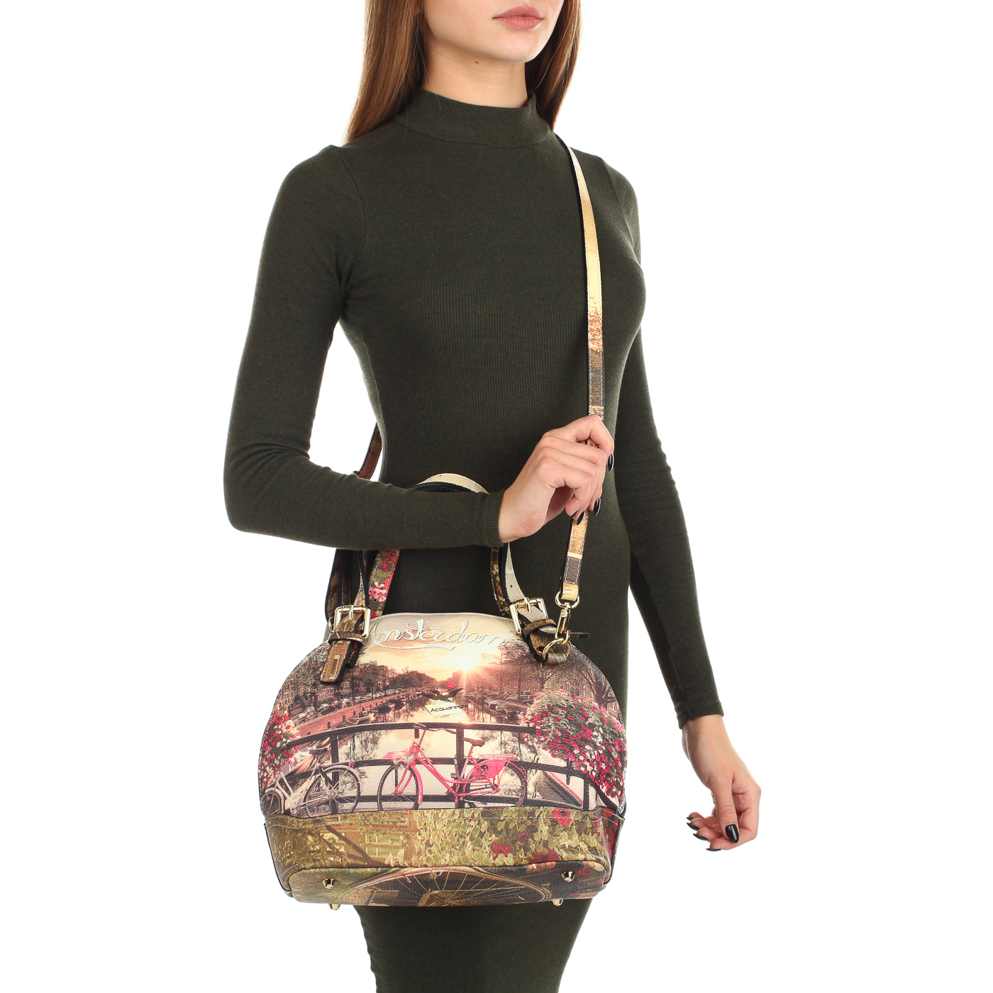 Кожаная сумка на двойной молнии Acquanegra Amsterdam