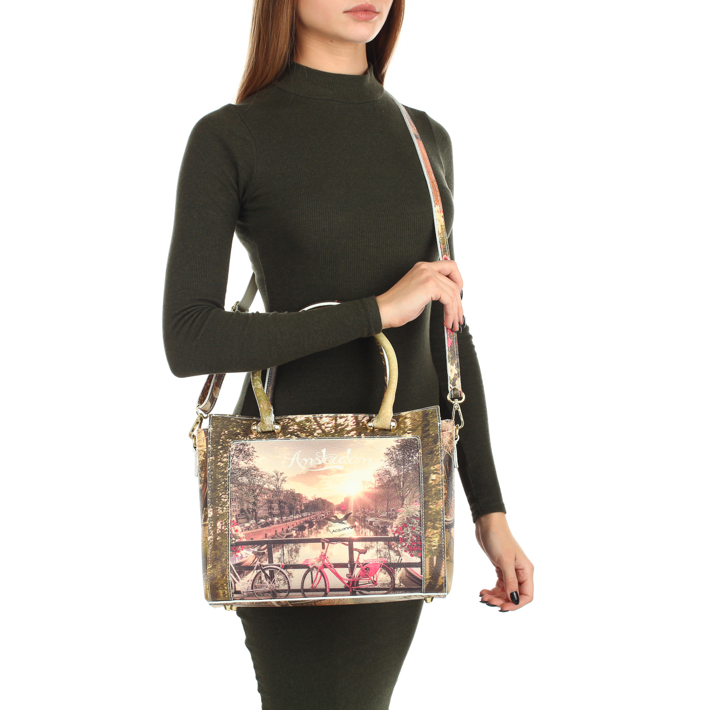 Кожаная сумка с двумя отделениями Acquanegra Amsterdam