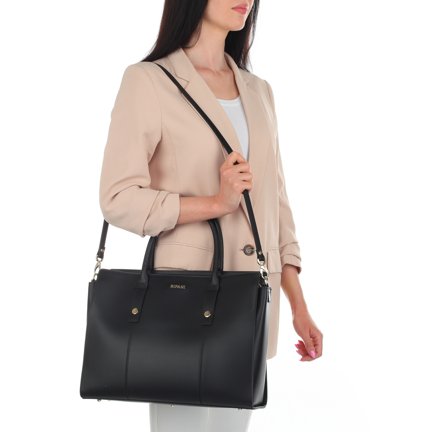Деловая сумка из черной кожи Ripani Business