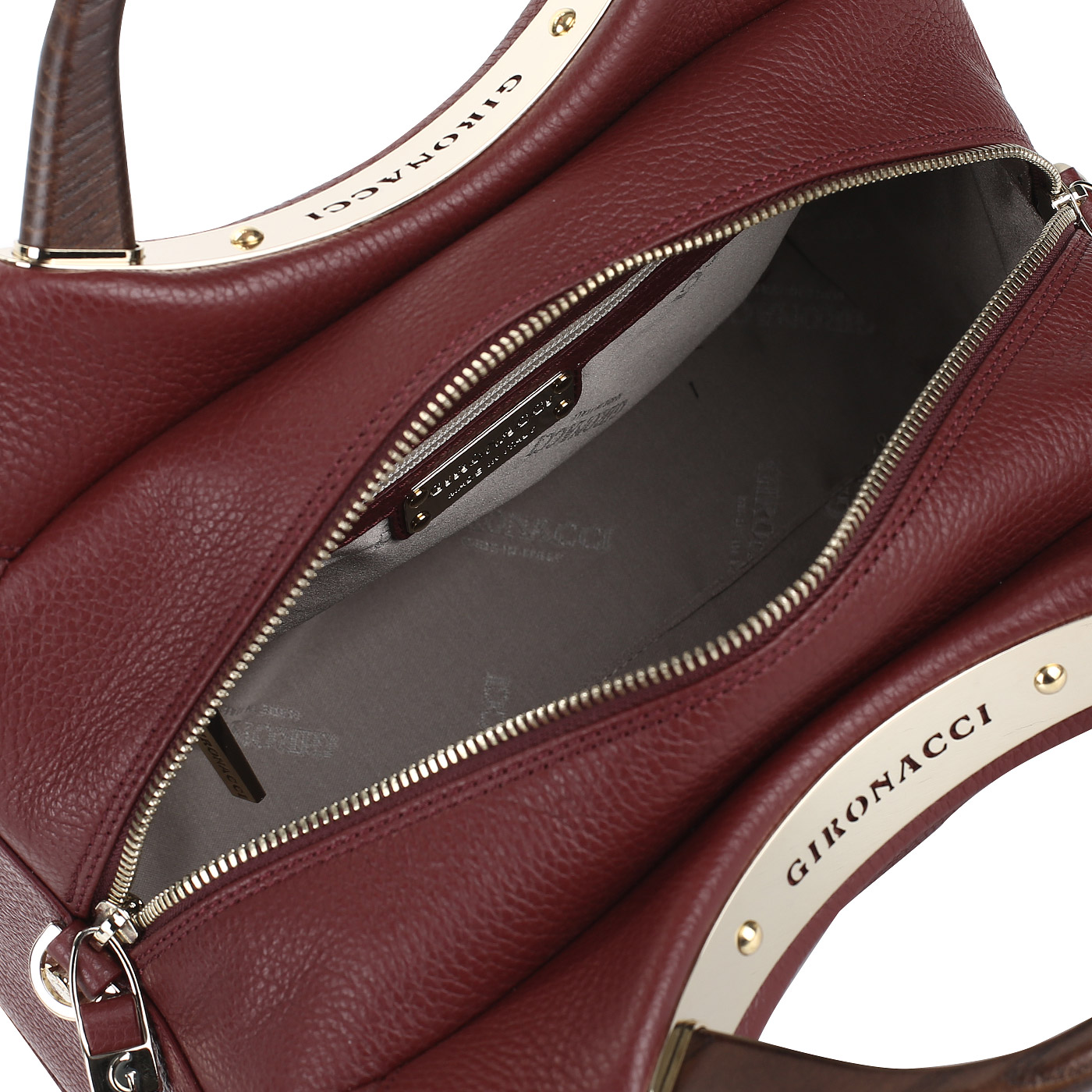 Бордовая кожаная сумка на молнии Gironacci 
