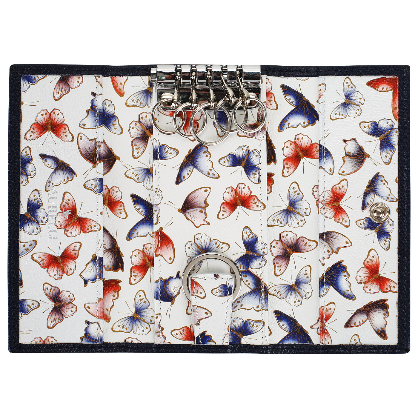 Синяя кожаная ключница Aurelli Alma fantasia