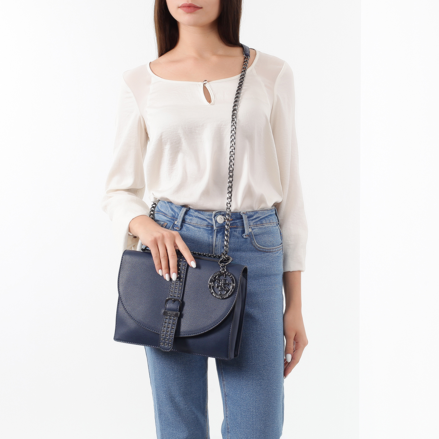 Синяя сумка через плечо Guess Eileen