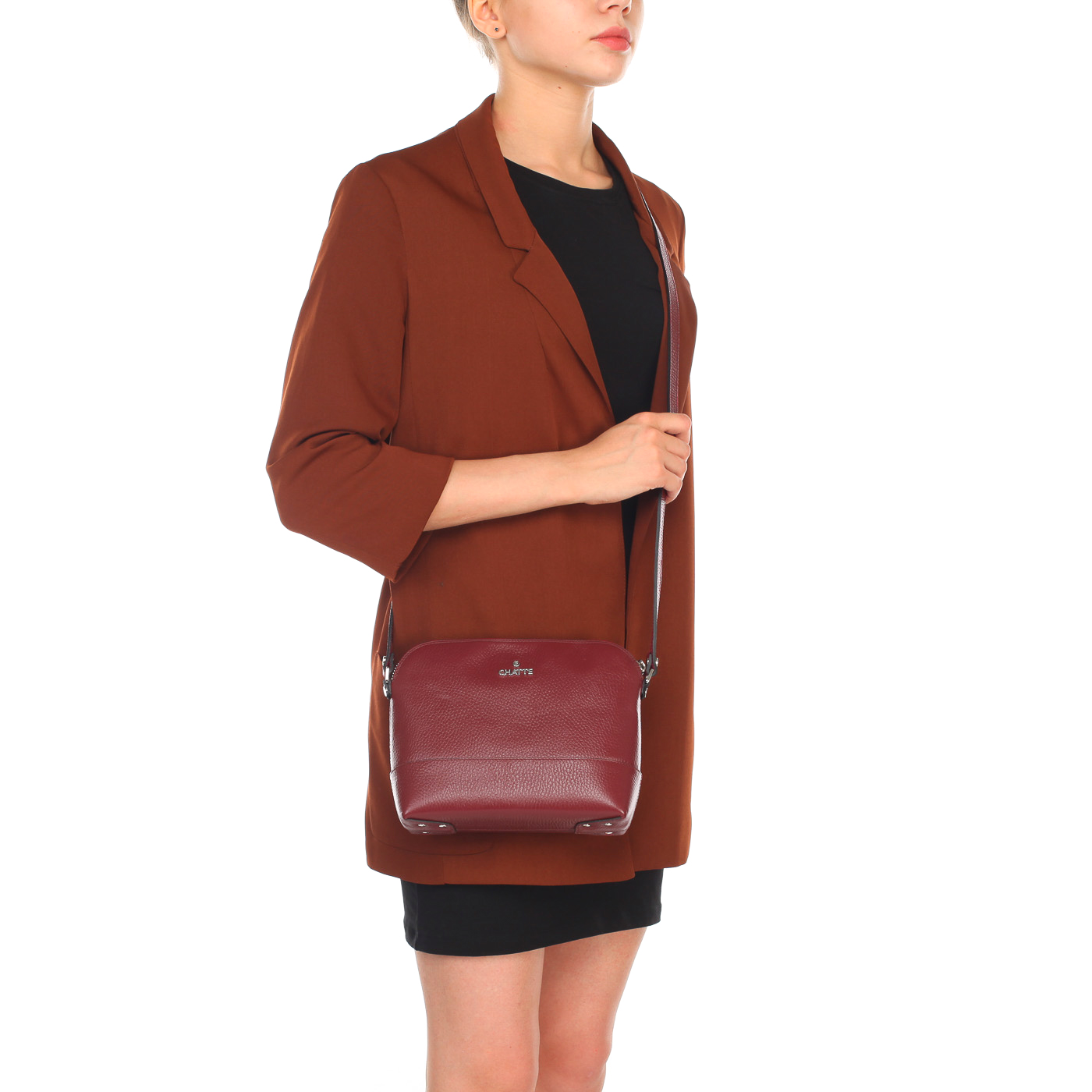 Маленькая женская сумочка из зернистой кожи через плечо Chatte Lion