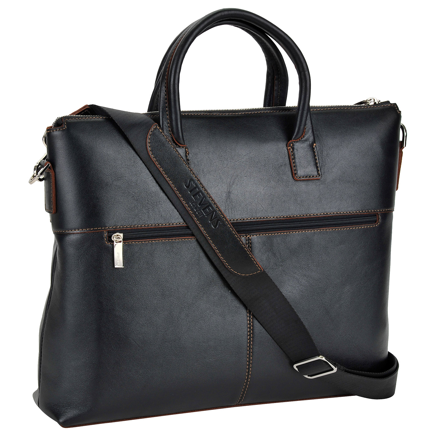 Вместительная мужская деловая сумка из натуральной кожи Stevens 