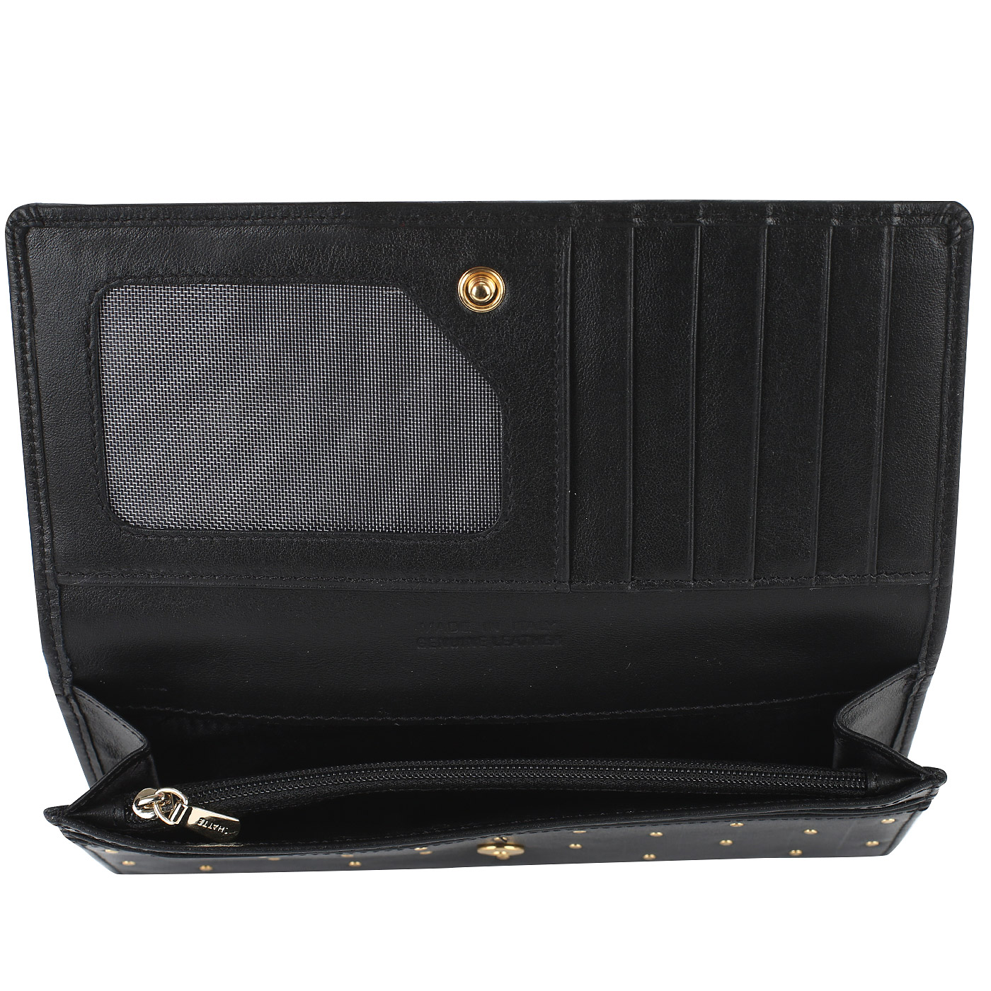 Черный кошелек с клепками Chatte Lux