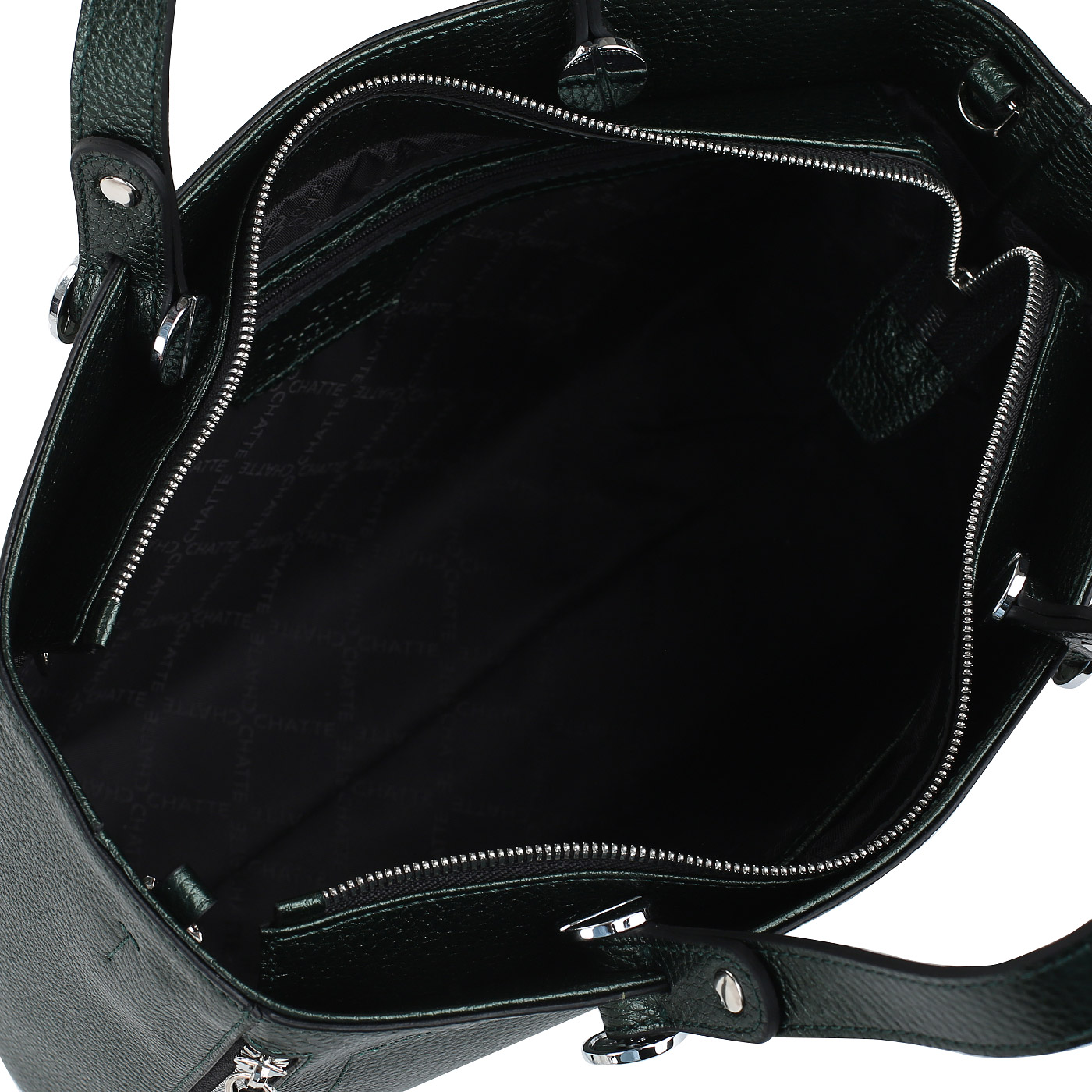 Зеленая кожаная сумка на молнии Chatte 