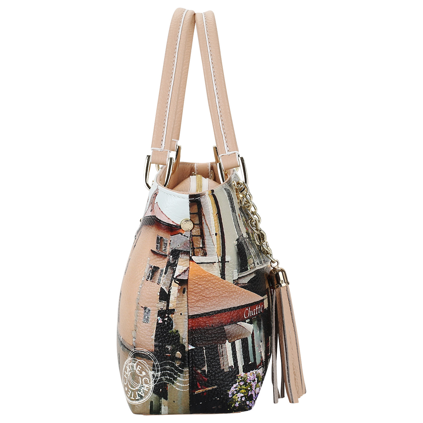 Кожаная сумка с принтом Chatte 