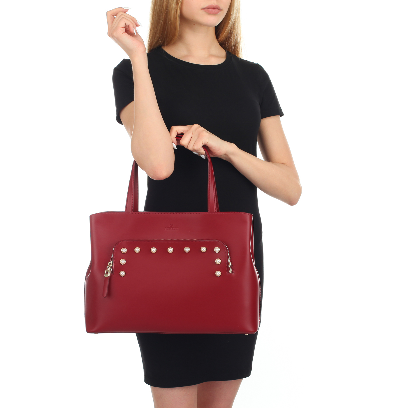 Женская сумка из красной кожи Aurelli 