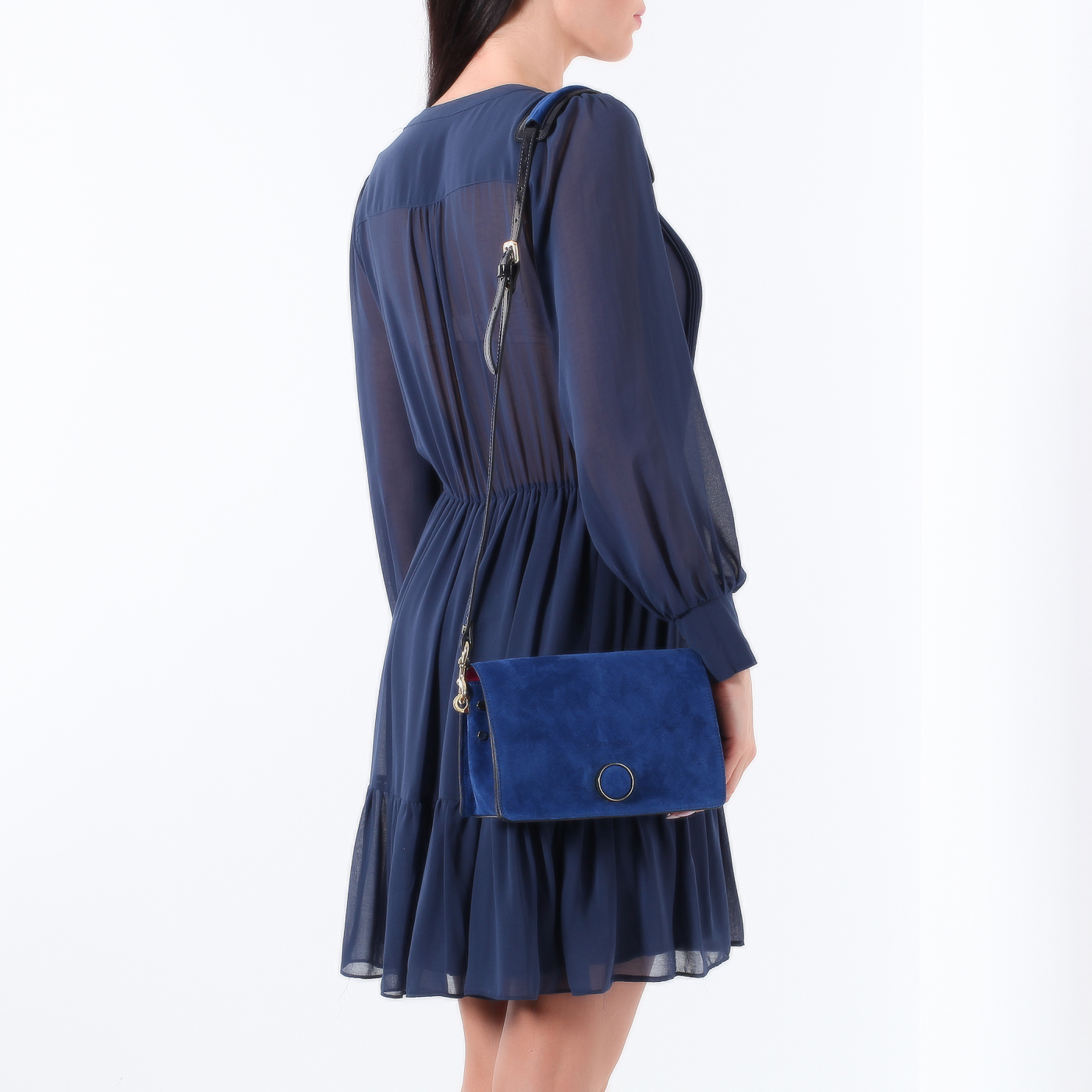Синяя сумочка из замши Carlo Salvatelli Camoscio
