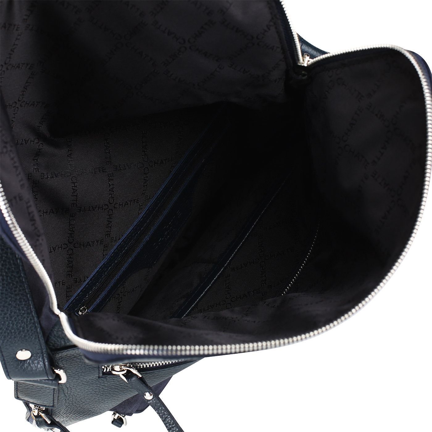 Синяя кожаная сумка Chatte 